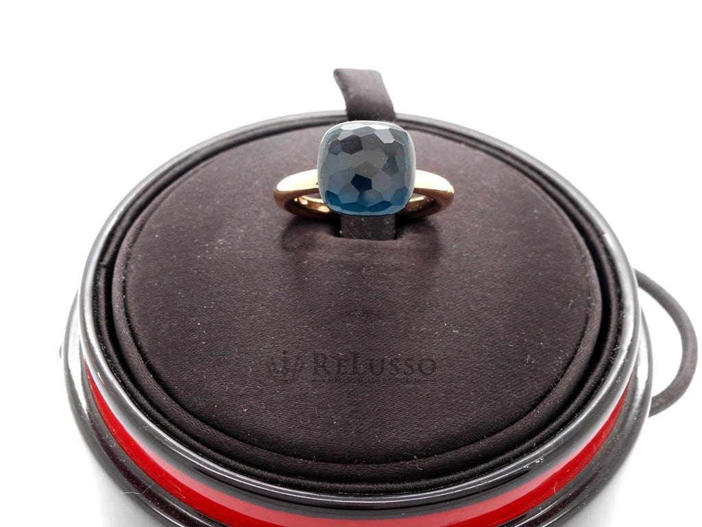 Anello Nudo Pomellato in oro rosa e Topazio Blu London sfaccettato modello Classic foto5