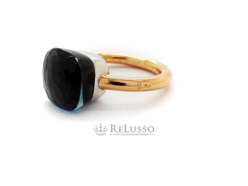 Anello Nudo Pomellato in oro rosa e Topazio Blu London sfaccettato modello Classic foto3