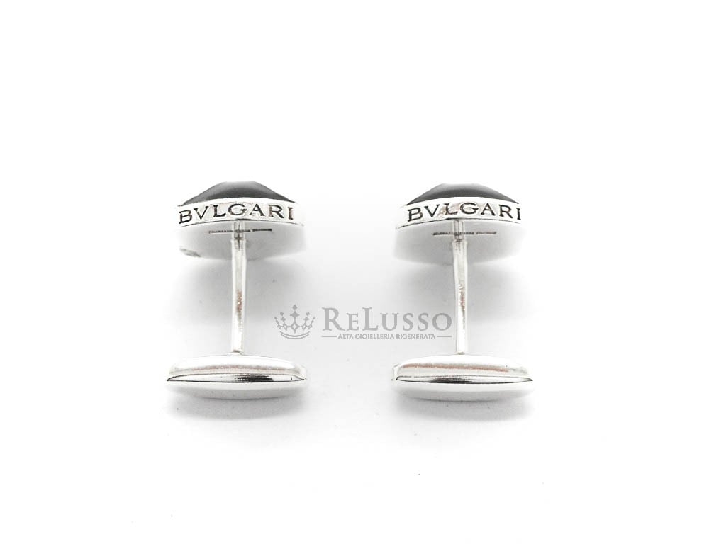 Gemelli Bulgari con onice taglio bombato in argento foto3