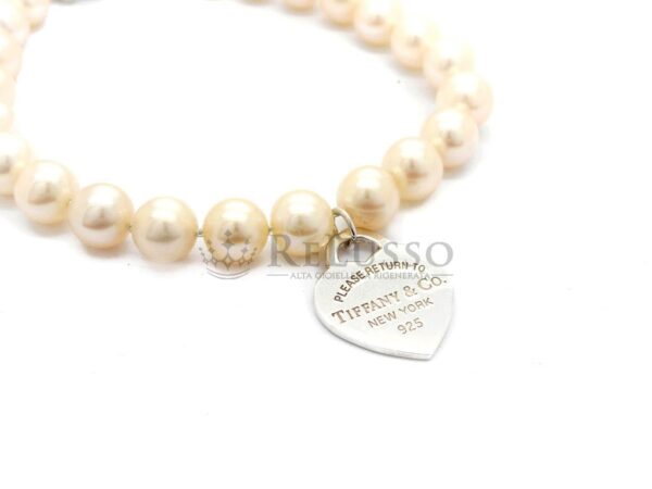 Ciondolo a Cuore Return to Tiffany™ su bracciale di perle, in argento sterling foto2