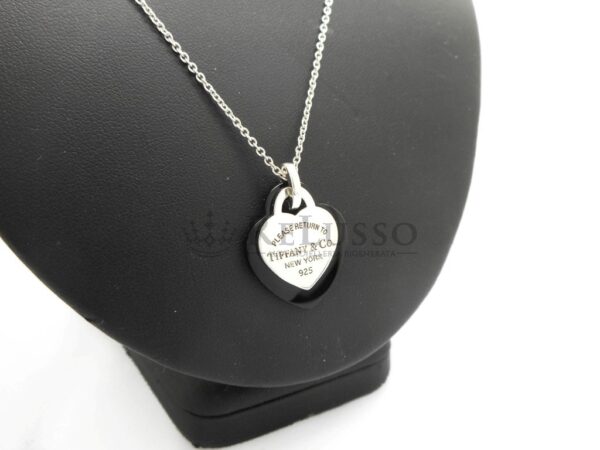 Ciondolo Tiffany Double Heart in argento e onice nera foto4