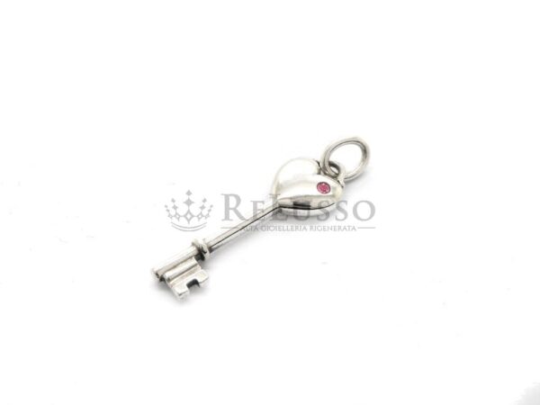Tiffany Keys Ciondolo chiave del cuore in argento con zaffiro rosa foto2