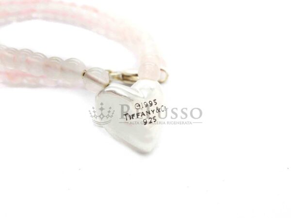 Collana bead Tiffany & co. con pendente a cuore in argento e cristallo rosa foto2