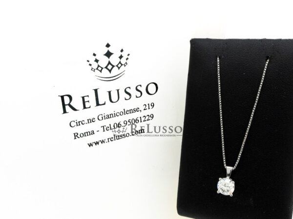 Collana Punto Luce con diamante da 0,75ct in oro bianco 18kt foto1