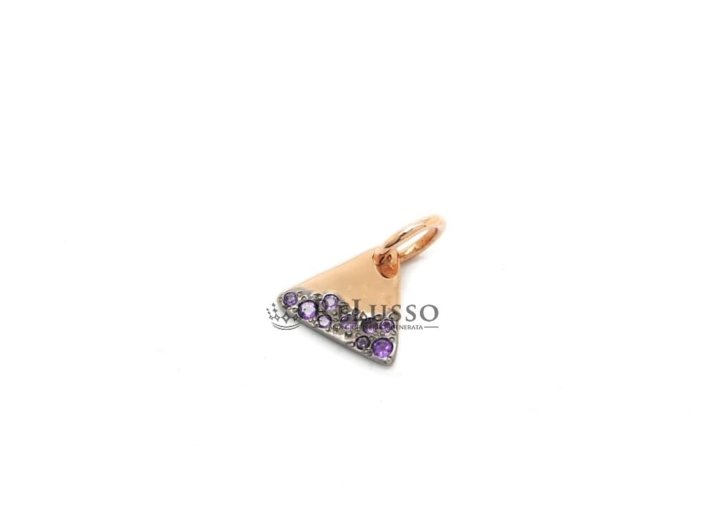 Dodo Precious Tag charm in 9kt rose gold and amethysts