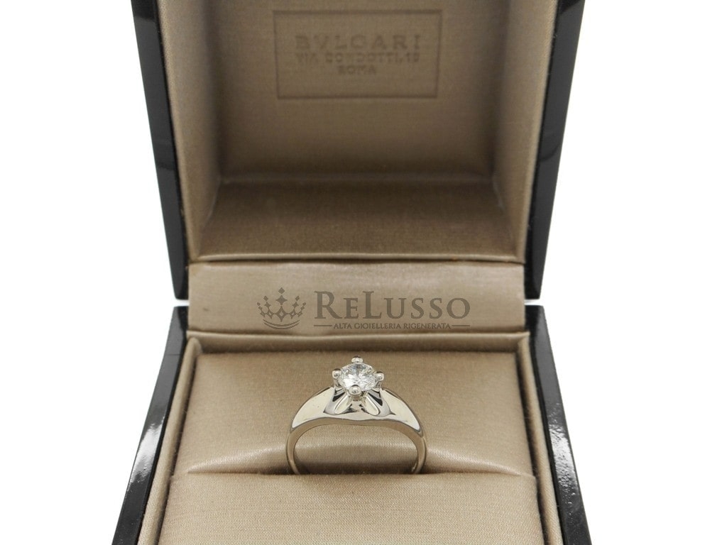 Solitario Bulgari Corona con diamante da 0,50ct in platino foto3