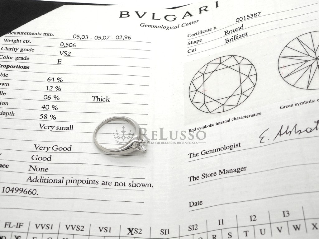 Solitario Bulgari Corona con diamante da 0,50ct in platino foto6