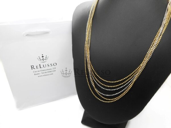 Collana multifili in oro giallo e bianco, lunga 41cm foto1