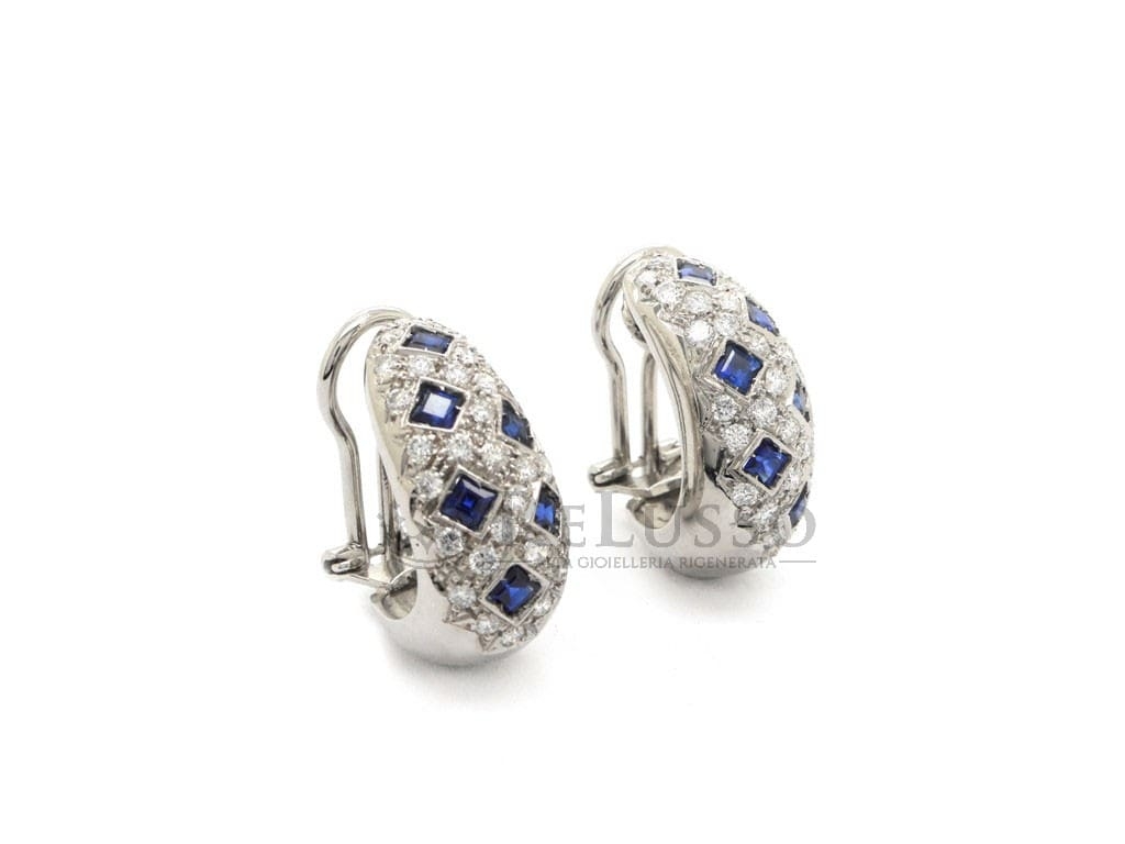 Orecchini a goccia con 1,80ct di zaffiri e 1,20ct di diamanti in oro bianco foto2
