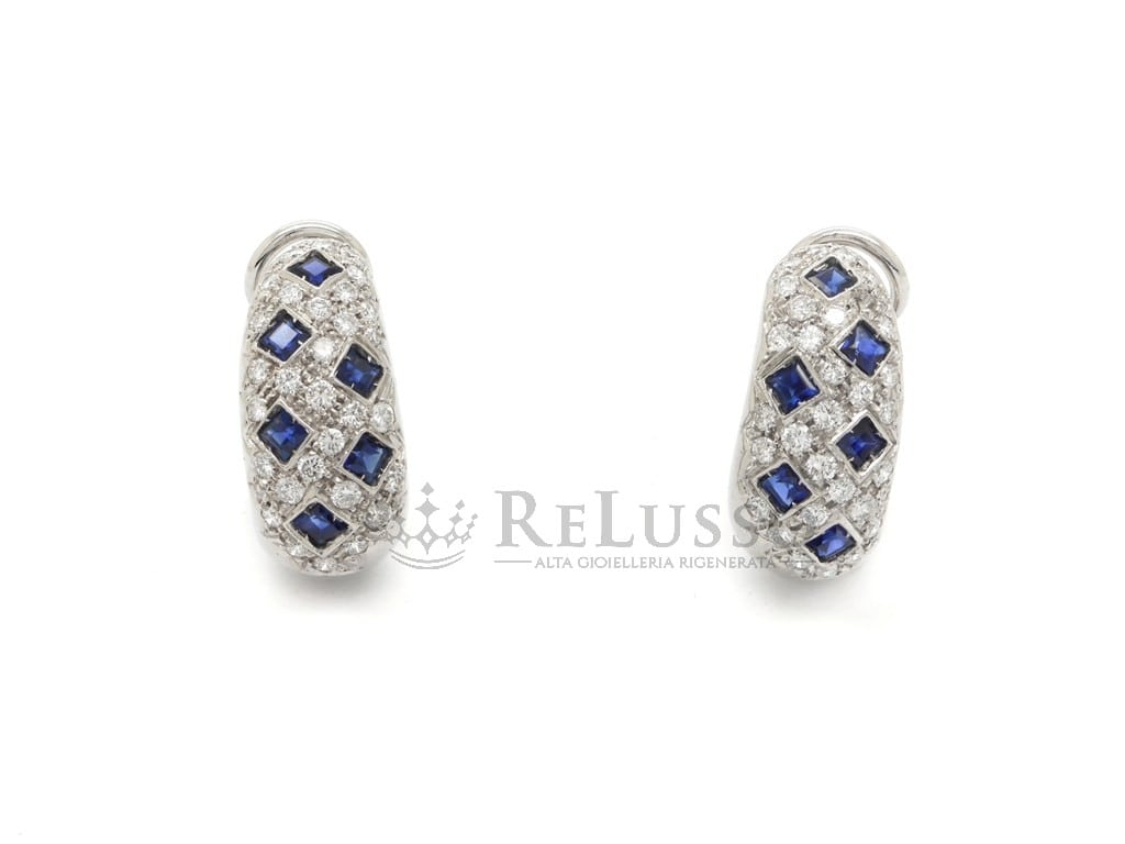 Orecchini a goccia con 1,80ct di zaffiri e 1,20ct di diamanti in oro bianco foto5