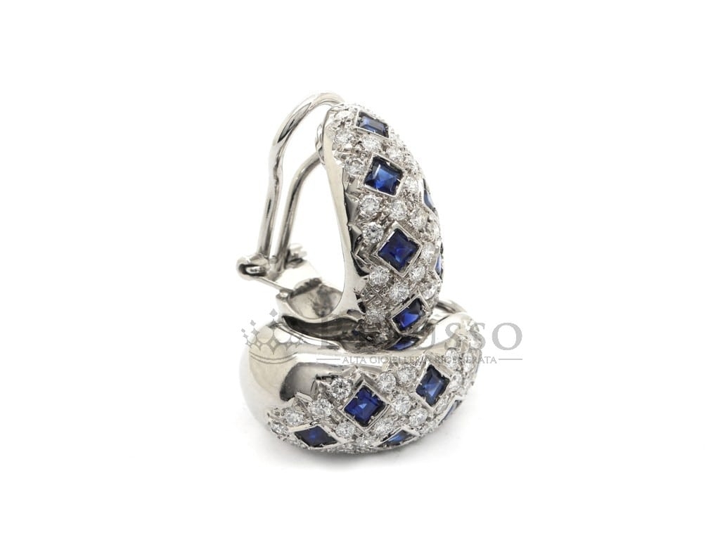 Orecchini a goccia con 1,80ct di zaffiri e 1,20ct di diamanti in oro bianco foto6