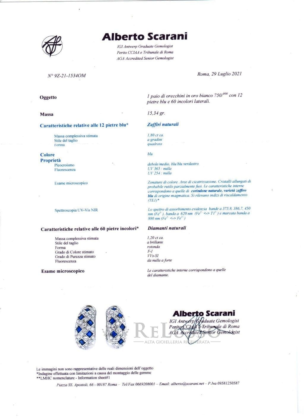 Orecchini a goccia con 1,80ct di zaffiri e 1,20ct di diamanti in oro bianco foto7