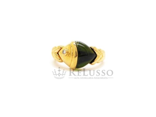 Anello Bulgari Naturalia Fish in oro giallo con tormalina e diamante foto3