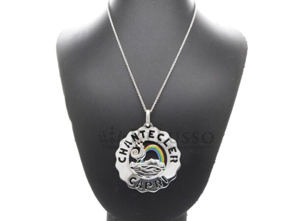 Ciondolo Chantecler Logo grande Gallo e arcobaleno in argento sterling foto3
