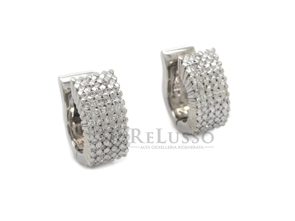 Orecchini a cerchio con 1,00ct di diamanti in oro bianco 750 foto2