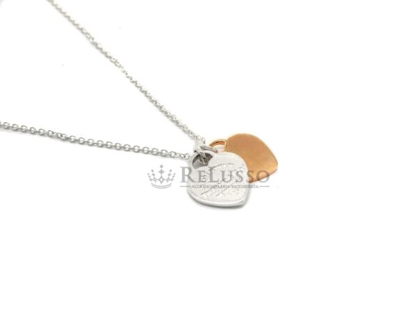 Collana Tiffany & co. con doppio ciondolo a cuore mini in argento e oro rosa foto2