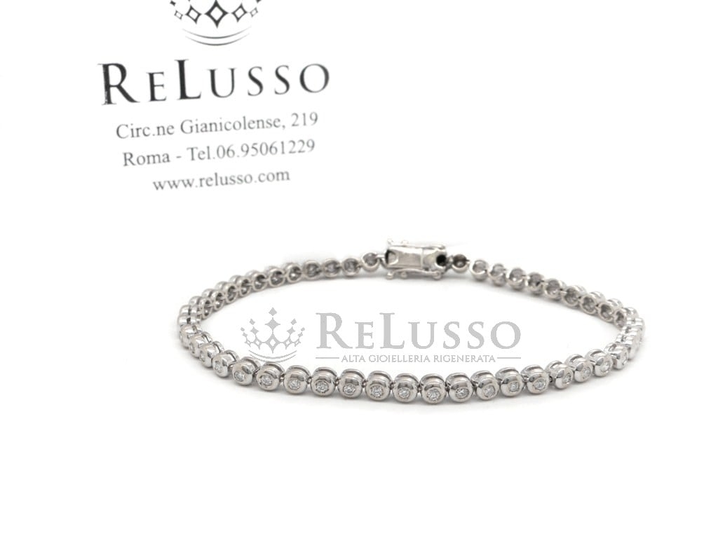 Bracciale tennis cipollina con 0,75ct di diamanti in oro bianco foto1