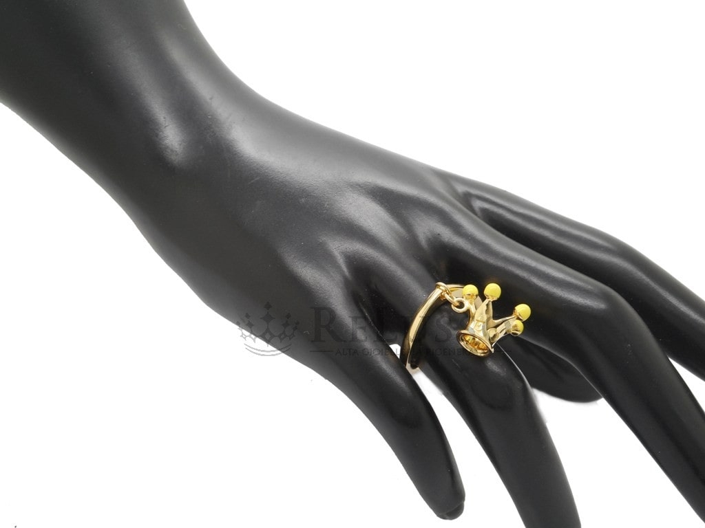 Anello Pasquale Bruni con pendente a Corona in oro giallo, smalto e diamanti foto4
