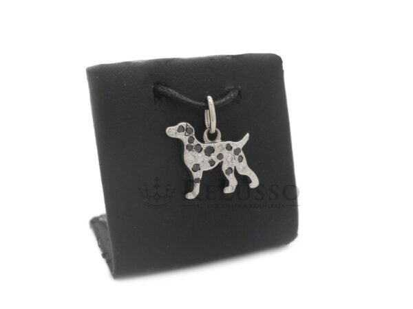 Charm Dodo Dalmata in oro bianco, diamanti e diamanti black foto1