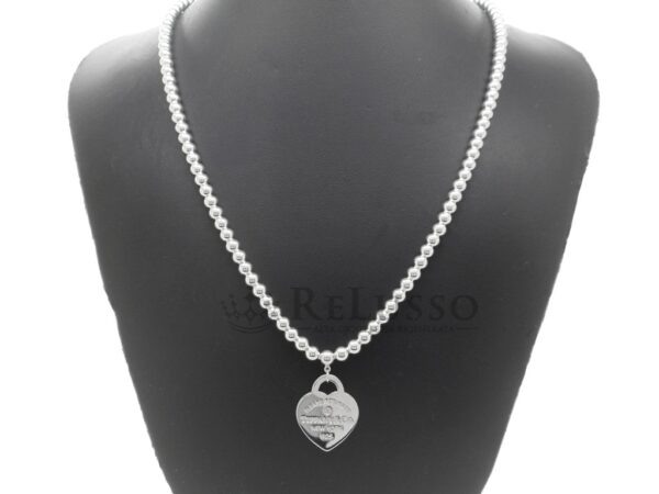 Collana Tiffany™ Bead Heart Tag con ciondolo cuore in argento sterling con diamante foto1