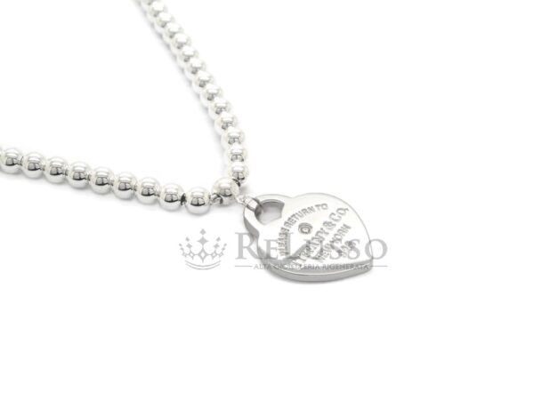 Collana Tiffany™ Bead Heart Tag con ciondolo cuore in argento sterling con diamante foto2