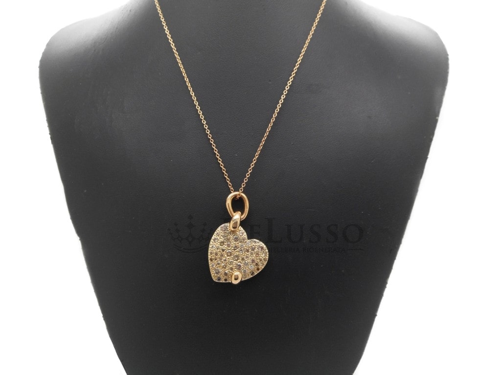 Pendente Pomellato Sabbia Cuore in oro rosa 18kt e diamanti brown foto4