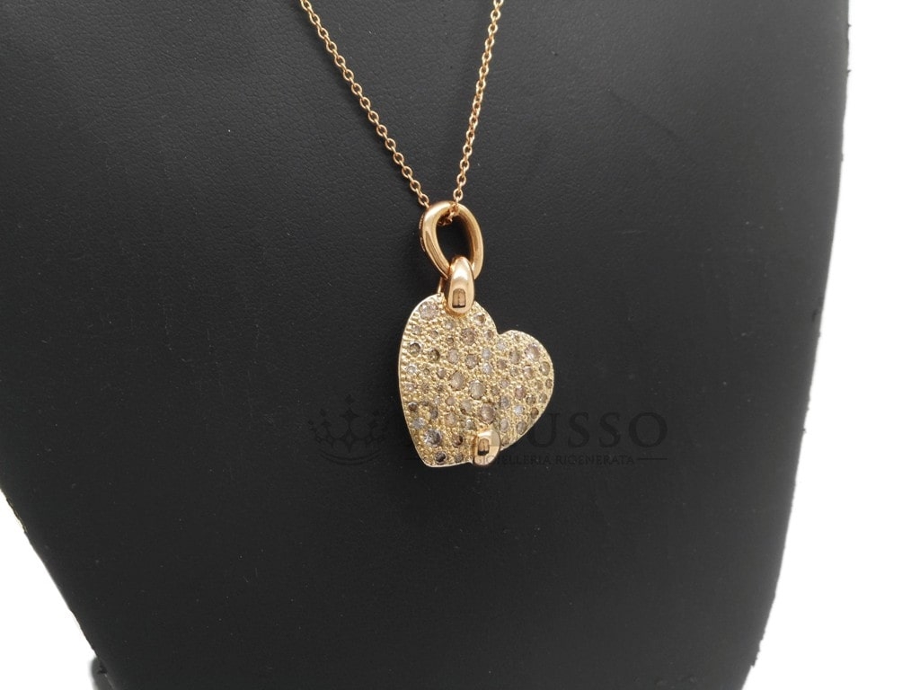 Pendente Pomellato Sabbia Cuore in oro rosa 18kt e diamanti brown foto5