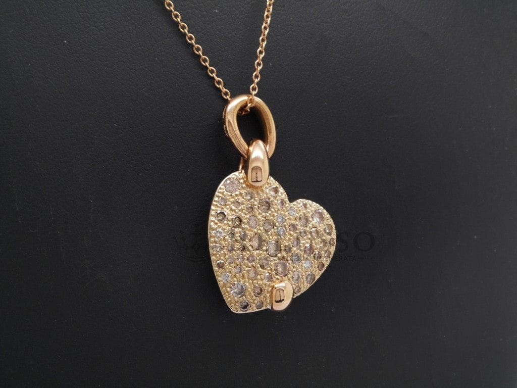 Pendente Pomellato Sabbia Cuore in oro rosa 18kt e diamanti brown foto6