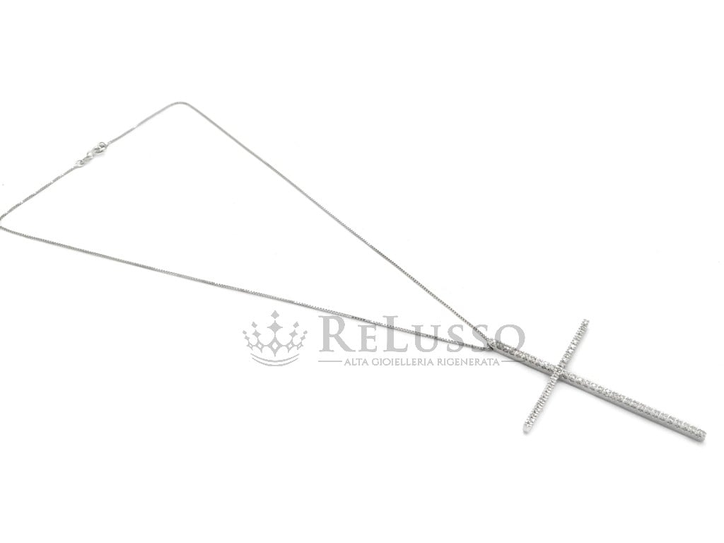 Collana con croce con 0,40ct di diamanti H color in oro bianco foto5