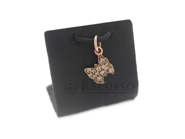 Charm Dodo Farfalla in oro rosa e diamanti brown foto1