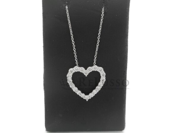 Collana con ciondolo Cuore in oro bianco e 1,00ct di diamanti foto13