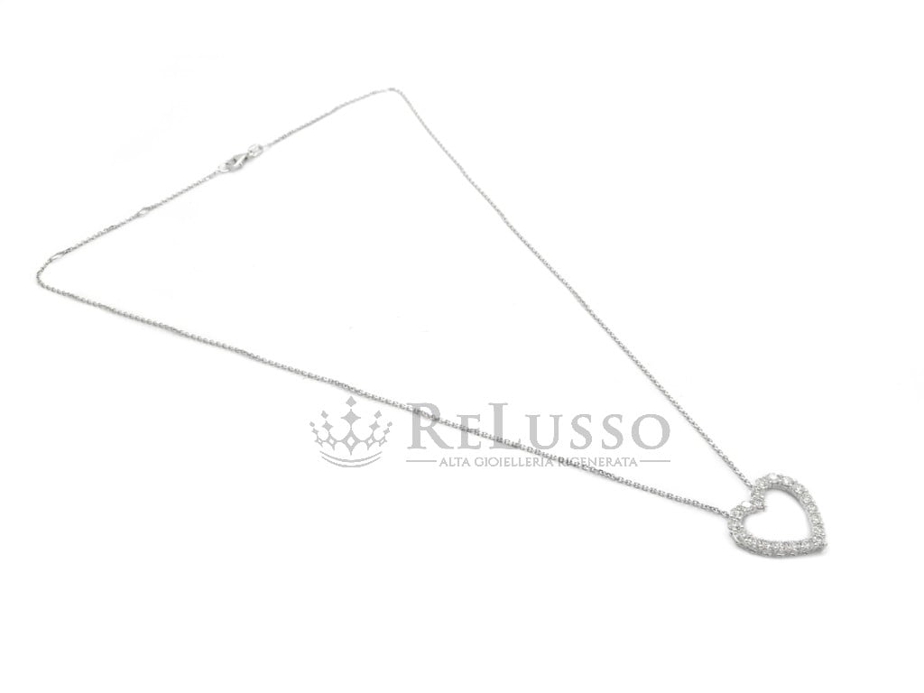 Collana con ciondolo Cuore in oro bianco e 1,00ct di diamanti foto7
