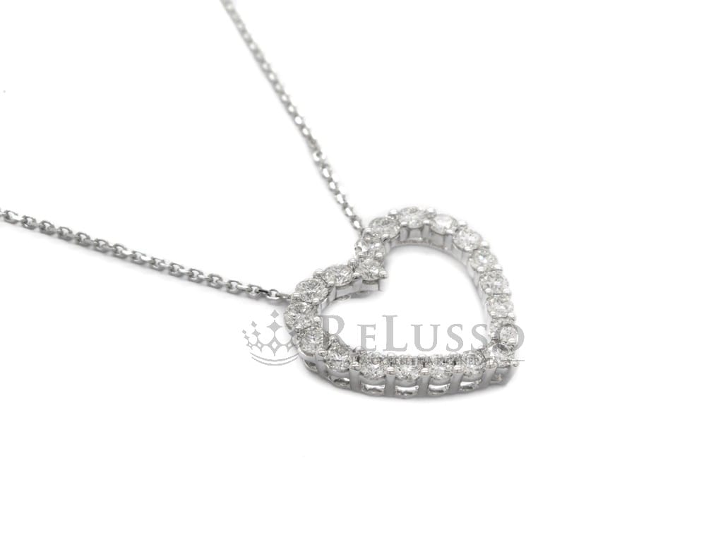 Collana con ciondolo Cuore in oro bianco e 1,00ct di diamanti foto16