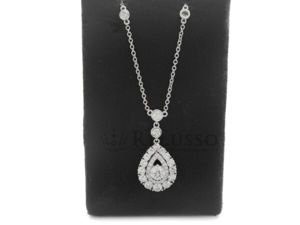 Collana con pendente Goccia in oro bianco con 1,20ct di diamanti foto10