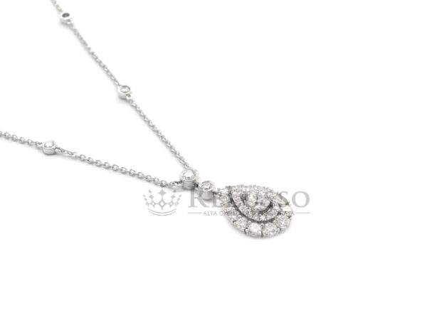 Collana con pendente Goccia in oro bianco con 1,20ct di diamanti foto4