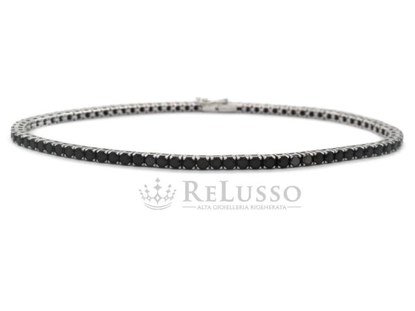 Tennis di diamanti neri in oro bianco da 3,00ct fotoa1