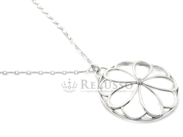 Collana Tiffany & Co. con pendente rotondo Garden Flower con diamante in argento foto4