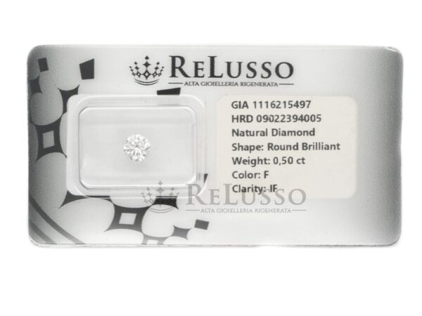 Diamante round 0,50ct F / IF certificato GIA e HRD *Ideal cut* foto1