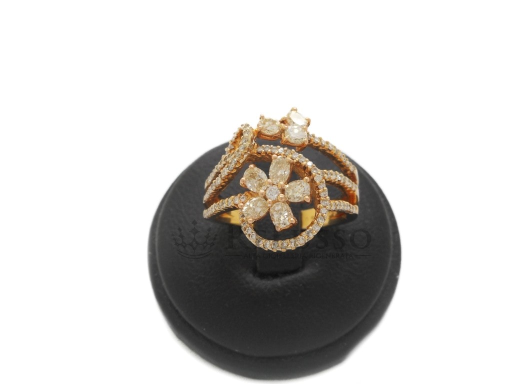 Anello in oro rosa con diamanti taglio ovale e rotondo per 1,46ct totali. foto10