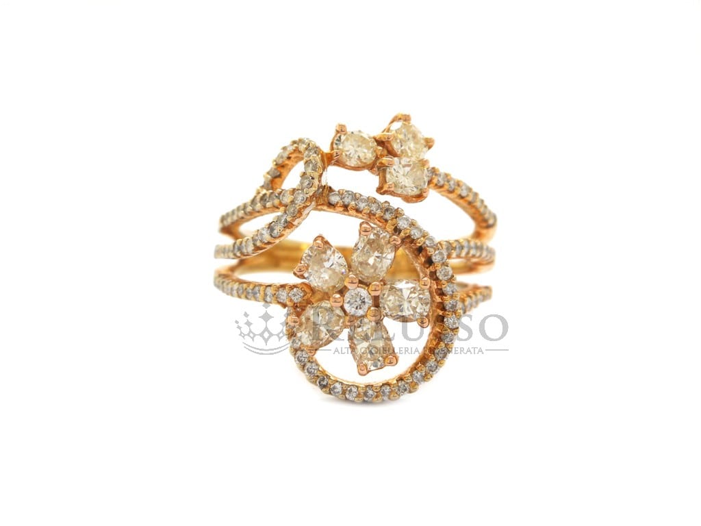 Anello in oro rosa con diamanti taglio ovale e rotondo per 1,46ct totali. foto7