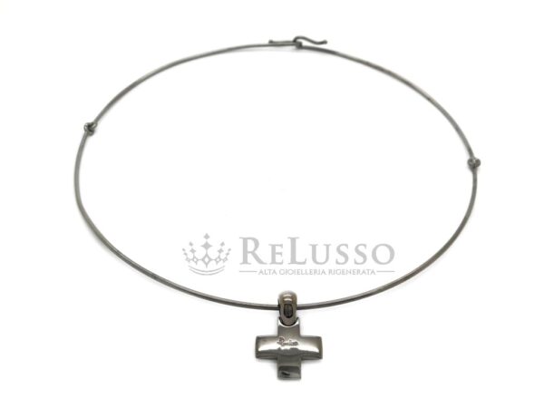 Collana con croce Pomellato in oro bianco 18kt rodiato nero foto1