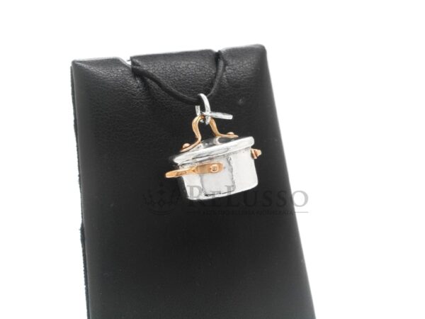 Ciondolo Dodo Pentolino Lucky Chef in argento e oro rosa foto4