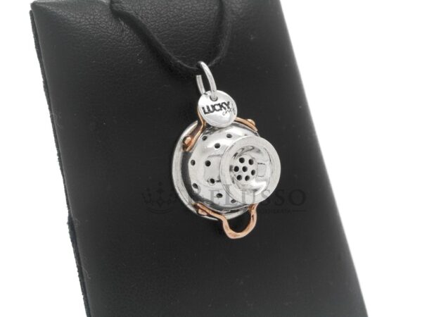 Ciondolo Dodo Scolapasta Lucky Chef in argento e oro rosa foto4