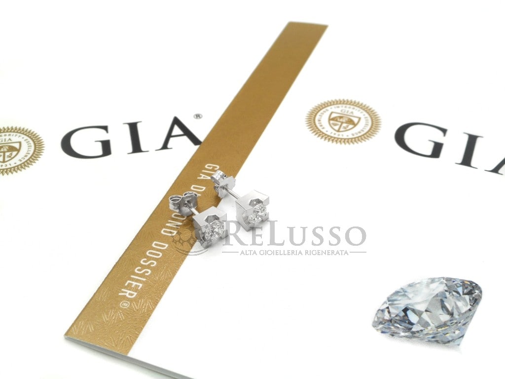 Orecchini punto luce in oro bianco da 1,00ct E color certificati GIA foto13