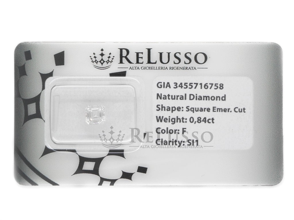 Diamante taglio smeraldo quadrato 0,84ct F / SI1 certificato GIA foto1
