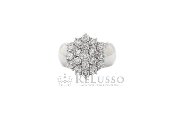 Anello con fiore di diamanti per 1,09ct in oro bianco firmato Brusco foto7