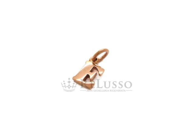 Charm Dodo Lettera E in oro rosa 9kt, modello grande foto4