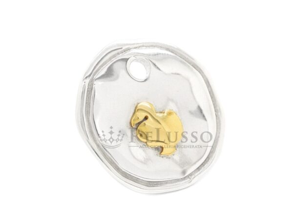 Ciondolo Dodo piastrina in argento e oro giallo 18kt foto4