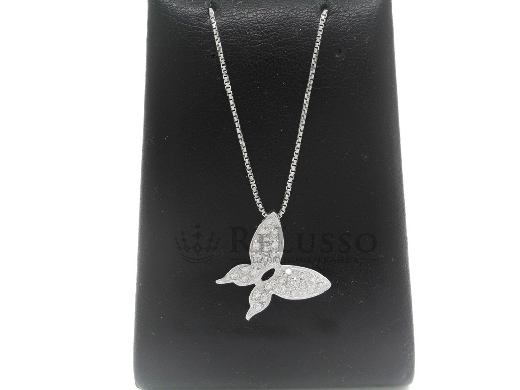 Collana Davite & Delucchi ciondolo farfalla in oro bianco e diamanti per 0,15ct foto13
