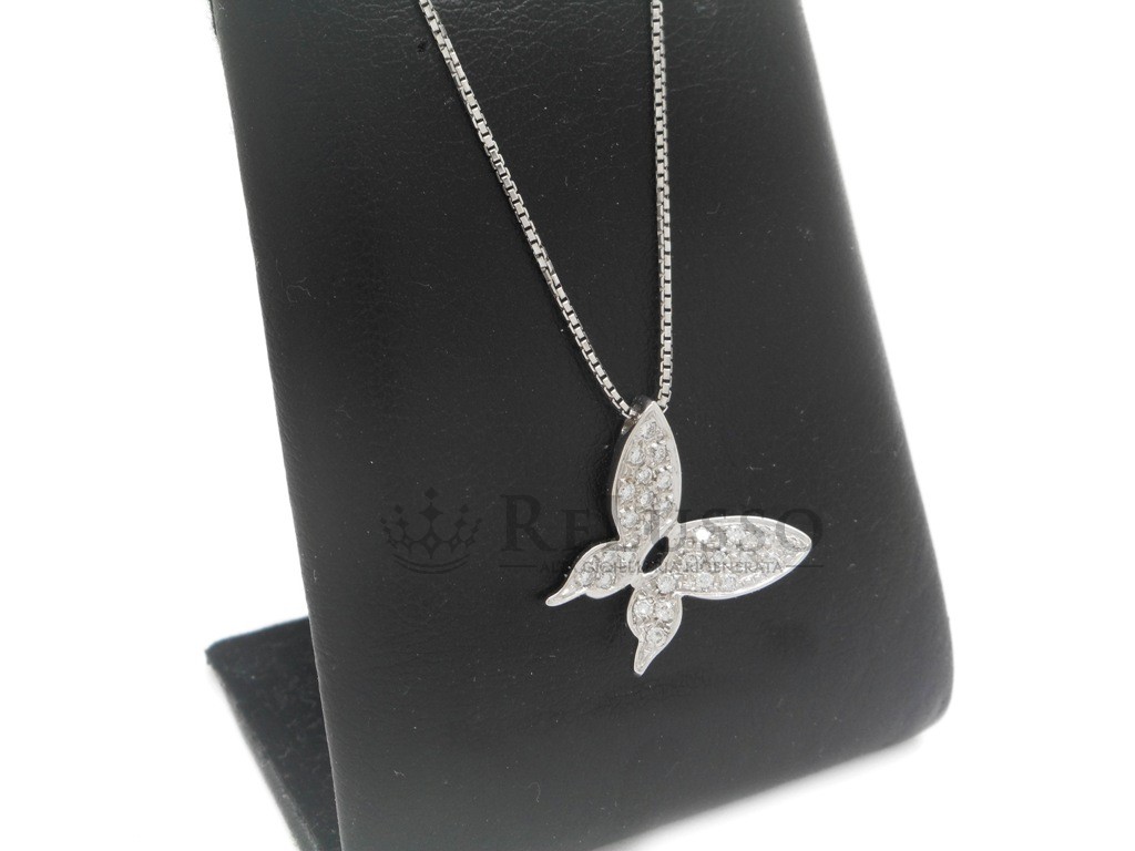 Collana Davite & Delucchi ciondolo farfalla in oro bianco e diamanti per 0,15ct foto10